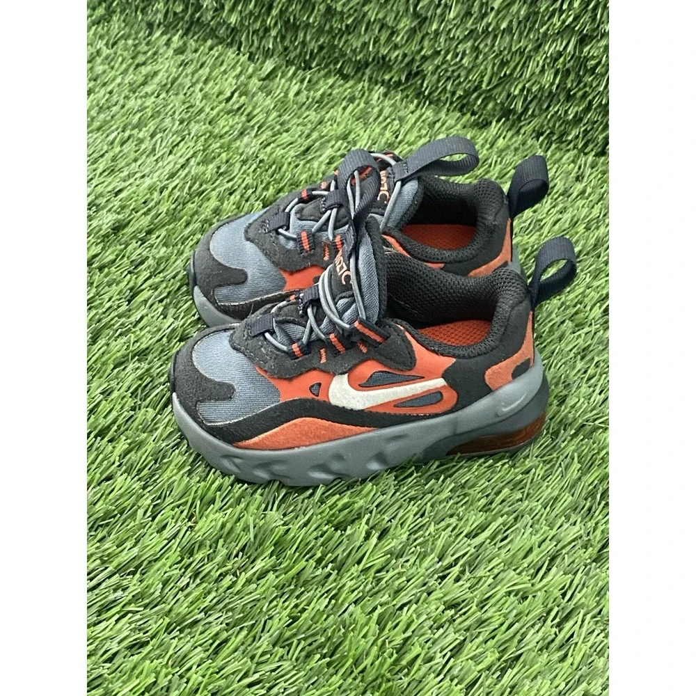 Nike‎ Air Max 270 Baby Toddler 3C React Gray Orange Shoes CD2654-006